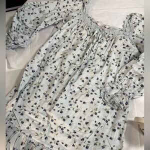 Victoria's Secret Light Blue Floral nightgown L 100% cotton cottage prairie VTG